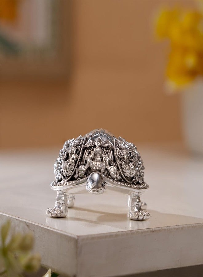 Svastika Silver-Plated Ashtalakshmi Kurma Tortoise | 3.5 Inch Vastu Idol with 8 Lakshmi Avatars for Wealth & Prosperity | Spiritual Home Decor - Image 3